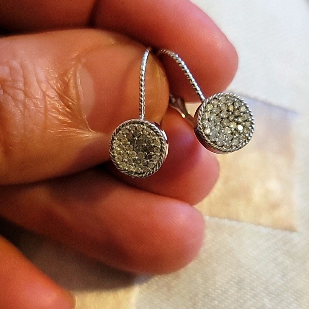 Elegant 14K White Gold Diamond Pave Earrings